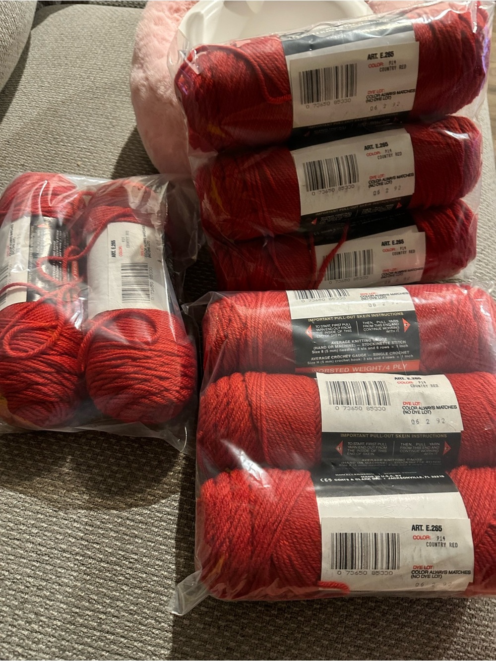 Red Heart Premier Vintage Yarn - Country Red 8 Skeins